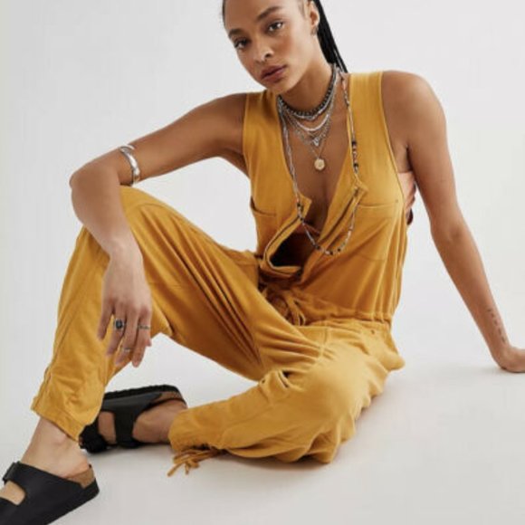 Free People One Billie Coveralls In Spicy Chestnut X-Small NWT - Picture 2 of 11